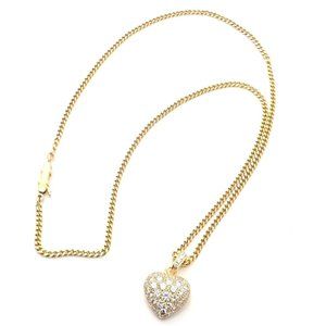 Authentic! Cartier 18k Yellow Gold 2ct Diamond Pavé Large Heart Pendant Necklace